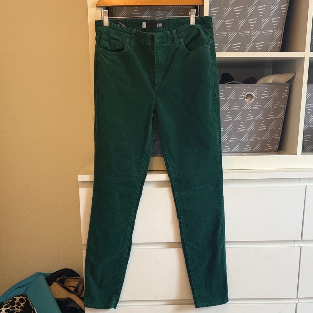 Emerald Corduroy Skinny Pants